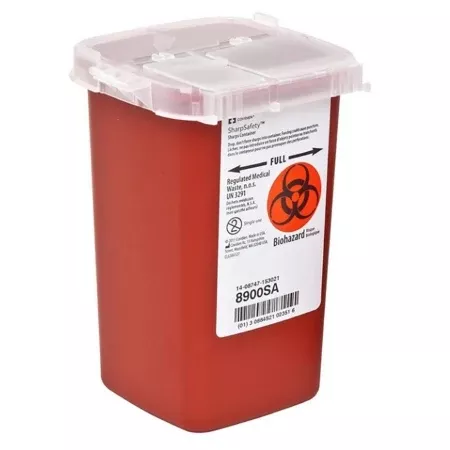 1 Quart Red Sharpsafety Sharps Container for Phlebotomy 8900SA- Case of 100