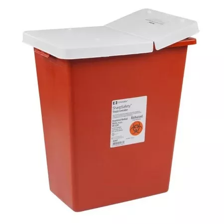 12 Gallon Red Sharps Container w/Hinged Lid - 8933- 1 Each