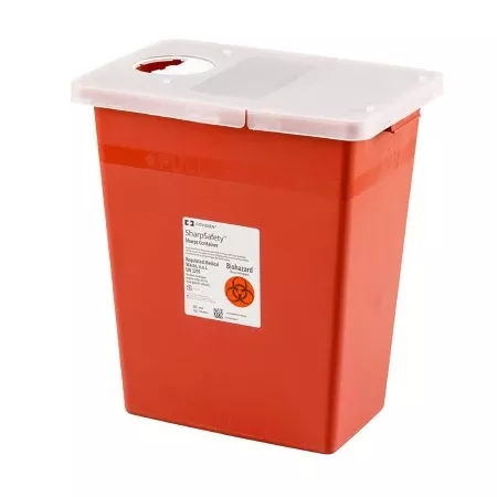 18 Gallon Monoject SharpSafety Sharps Containers, Hinged Lid, Red - 8998- 1 Each