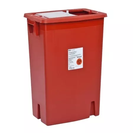 18 Gallon Monoject SharpSafety Sharps Containers, Sliding Lid, Red - 8938- Case of 5