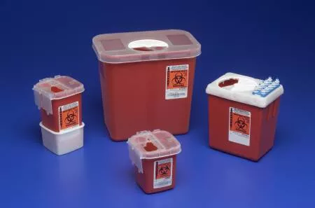 2 Gallon MedSafe Red Vertical Entry Sharps Container with AutoDrop Lid - 1525SA- Case of 20