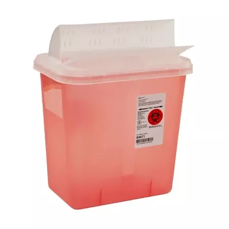 2 Gallon Red Multi-Purpose Sharps Container, Horizontal Drop Opening Lid - 89651- 1 Each