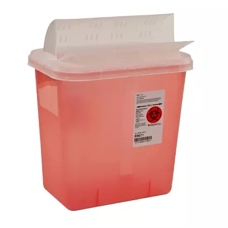 2 Gallon Red SharpSafety Sharps Container, Horizontal Drop Opening Lid - 89671- 1 Each
