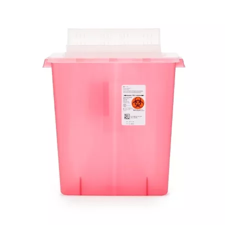 3 Gallon In-Room Transparent Red Sharps Container, Always Open Lid - 85221R- Case of 10