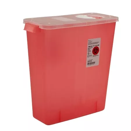 3 Gallon Red Sharps Container with Hinged Rotor Lid 8527R- Case of 10
