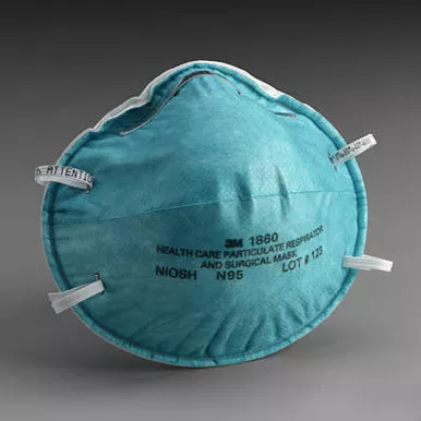 3M 1860 - Particulate Respirator / Surgical Mask 3M™ Medical N95 Cup Elastic Strap One Size Fits Most Blue NonSterile ASTM F1862 Adult