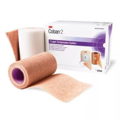 3M 2094N - 2 Layer Compression Bandage System 3M™ Coban™ 2 2-9/10 Yard X 4 Inch / 4 Inch X 5-1/10 Yard 35 to 40 mmHg Self-adherent / Pull On Closure Tan / White NonSterile