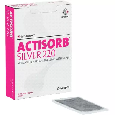 3M 650220 - Silver Charcoal Dressing 3M™ Actisorb™ Silver 220 2-1/2 X 3-3/4 Inch Rectangle Sterile