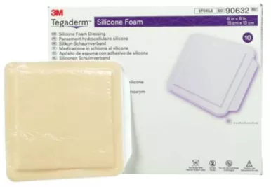 3M 90632 - Tegaderm Silicone Foam Non-Bordered Dressing, 6" x 6"
