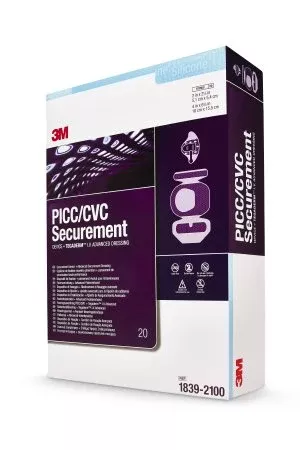 3M PICC/CVC Securement Device + Tegaderm™ I.V. Advanced Securement Dressing 3M™ Tegaderm™ Film 3-1/2 X 4-1/2 Inch Sterile - Each - 1837-2100-EA