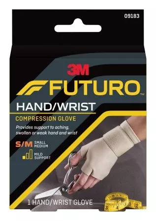 3M Support Gloves 3M™ Futuro™ Fingerless Small / Medium Over-the-Wrist Length Ambidextrous Nylon / Spandex - Each - 09183ENR-EA