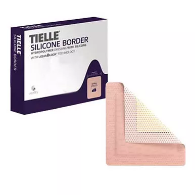 3M TLESB1212U - TIELLE Essential Silicone Border Foam Dressing, 5" x 5"