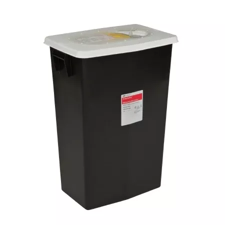 8 Gallon SharpSafety Black Vertical Entry Waste Container - 8608RC- 1 Each