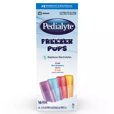 Abbott 07007400246 - Oral Electrolyte Solution Pedialyte Freezer Pops Grape / Blue Raspberry / Cherry / Orange Flavor 2.1 oz. Electrolyte