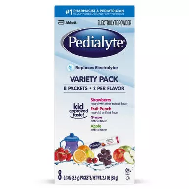 Abbott 56090 - Oral Electrolyte Solution Pedialyte Powder Packs Fruit Punch / Grape / Apple / Strawberry Flavor 0.6 oz. Electrolyte