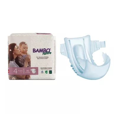 Abena 16050 - Bambo Nature Disposable Diapers, Size 4, 15-40 lbs.