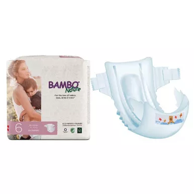 Abena 16073 - Bambo Nature Disposable Diapers, Size 6, 35-66 lbs.