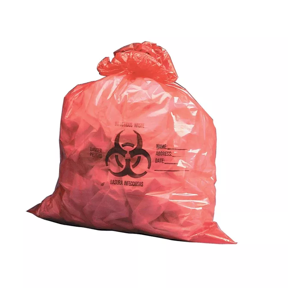 Alimed High- and Low-Density Red Biohazard Bags Red Biohazard Bag, 24"x26", 10-gal, 1.5 mil, cs/200 - 923173