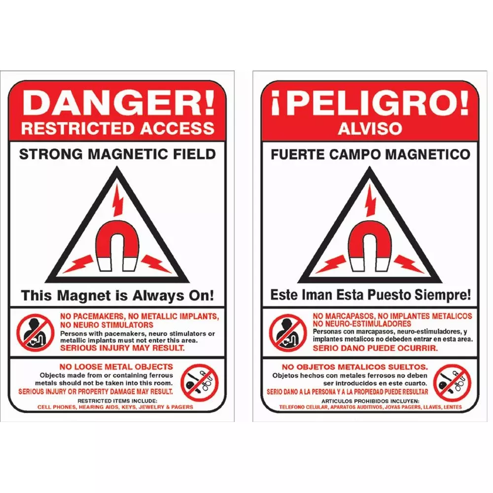 Alimed MRI Warning Wall Signs MRI Warning Sign, English, 12"W x 18"L - 921127