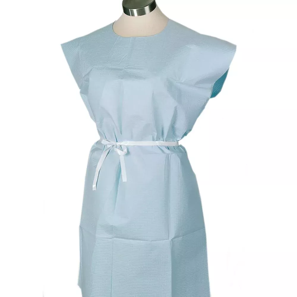 Alimed Poly/Tissue and Cellulose Tissue Disposable Exam Gowns Disposable Exam Gown, Poly/Tissue, Blue - 98UNI7-11