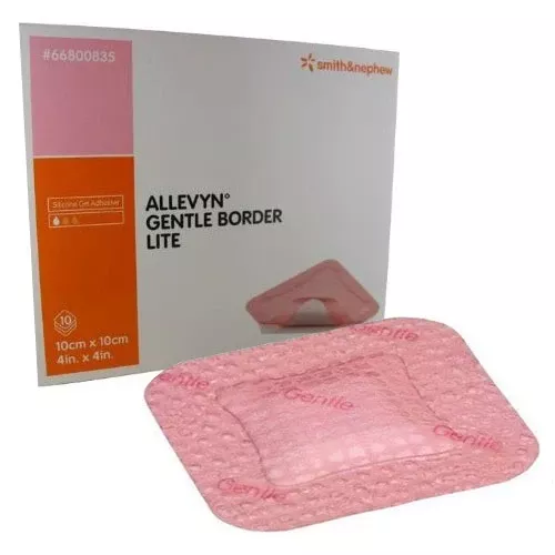 Allevyn Gentle Border Lite Silicone Gel Adhesive Hydrocellular Foam Dressing, 4" X 4"- 1 Each
