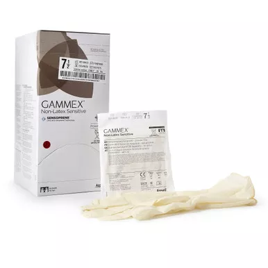 Ansell 20277275 - Surgical Glove GAMMEX Non-Latex Sensitive Size 7.5 Sterile Polychloroprene Standard Cuff Length Micro-Textured Cream Chemo Tested