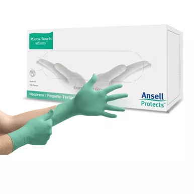 Ansell 3770 - Exam Glove Micro-Touch Affinity X-Small NonSterile Polychloroprene Standard Cuff Length Textured Fingertips Green Chemo Tested