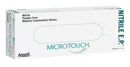Ansell Exam Glove Micro-Touch Nitrile E.P. Medium NonSterile Nitrile Extended Cuff Length Textured Fingertips Blue Chemo Tested - Case of 10 - 6034052-CS