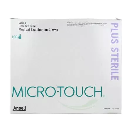Ansell Exam Glove Micro-Touch Plus Large Sterile Single Latex Standard Cuff Length Fully Textured Ivory Not Rated - Box of 100 - 6016003-BX