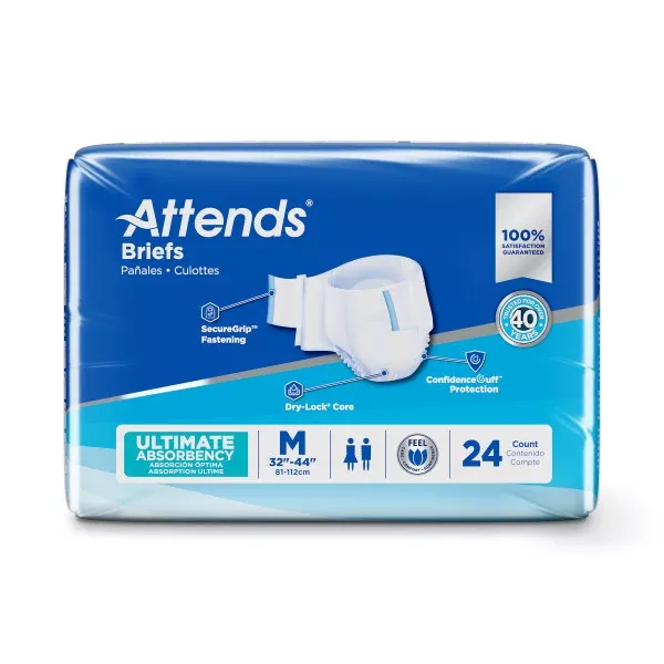 Attends Briefs, Ultimate Absorbency, Medium- Pack of 24