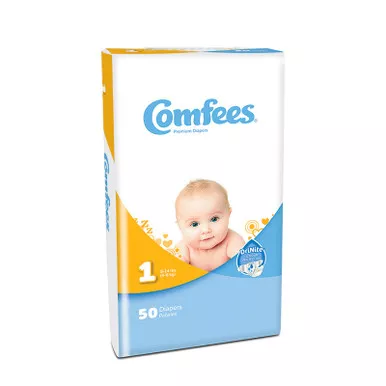 Attends CMF-1 - Unisex Baby Diaper Comfees Size 1 Disposable Moderate Absorbency