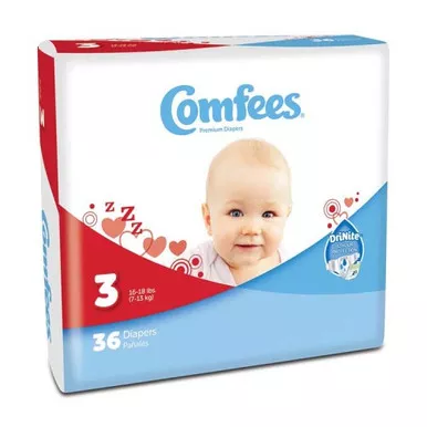 Attends CMF-3 - Unisex Baby Diaper Comfees Size 3 Disposable Moderate Absorbency