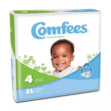 Attends CMF-4 - Unisex Baby Diaper Comfees Size 4 Disposable Moderate Absorbency