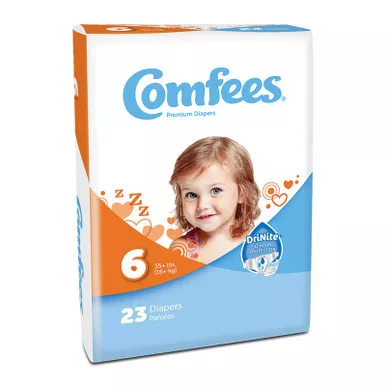 Attends CMF-6 - Unisex Baby Diaper Comfees Size 6 Disposable Moderate Absorbency