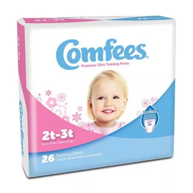 Attends CMF-G2 - Female Toddler Training Pants Comfees Pull On with Tear Away Seams Size 2T to 3T Disposable Moderate Absorbency