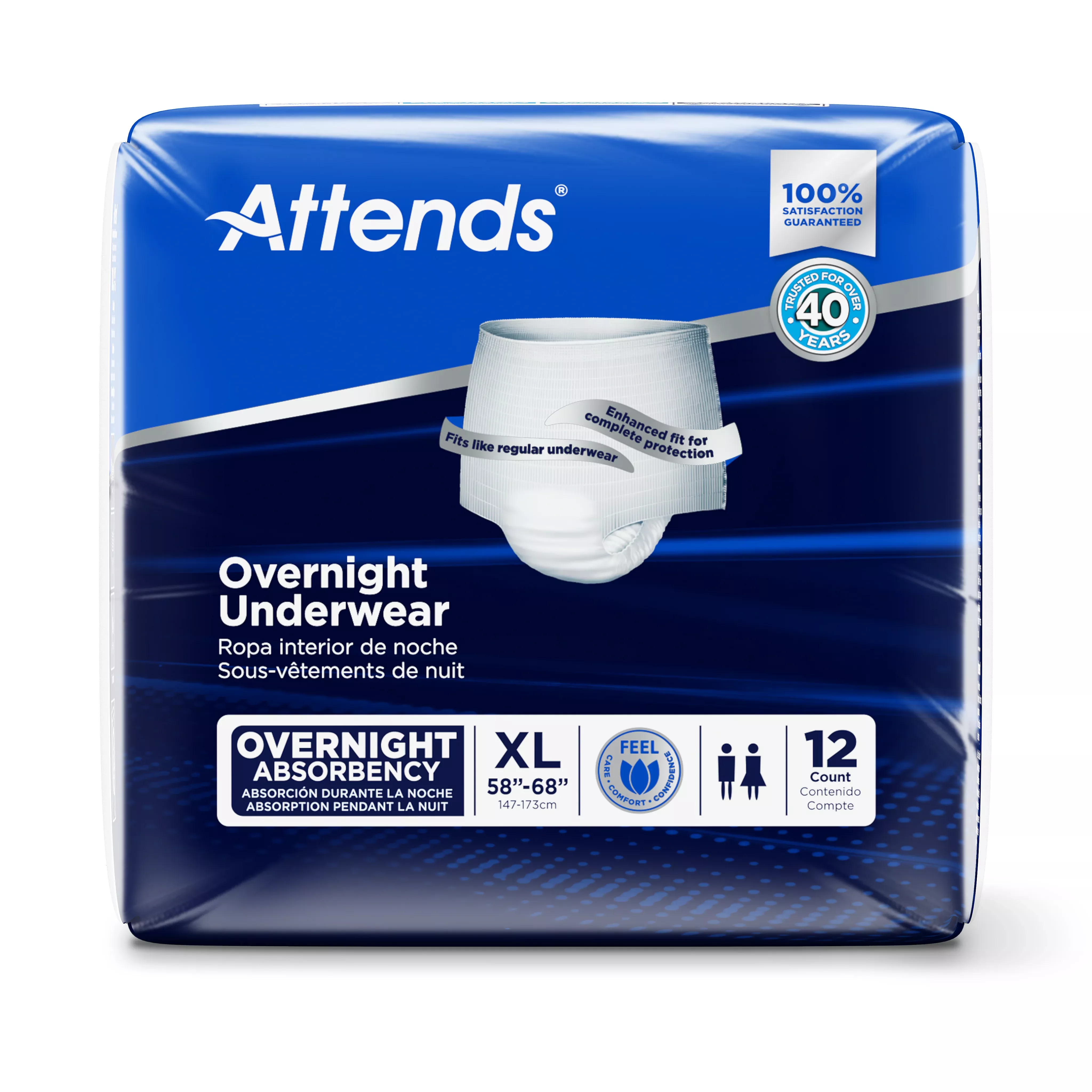 Attends Overnight Underwear, X-Large- Pack of 12