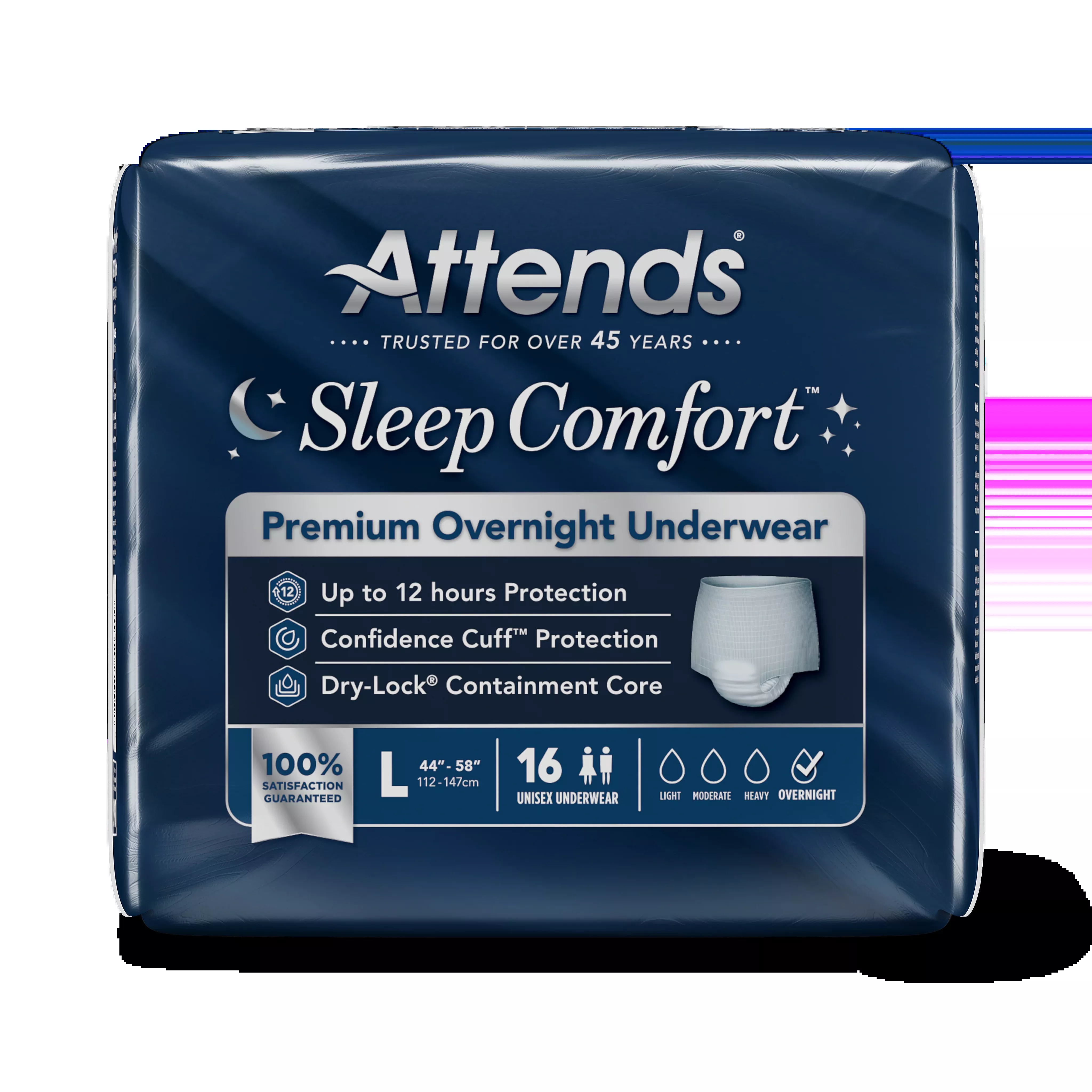 Attends Sleep Comfort™ Premium Overnight Underwear, Large- Package of 16