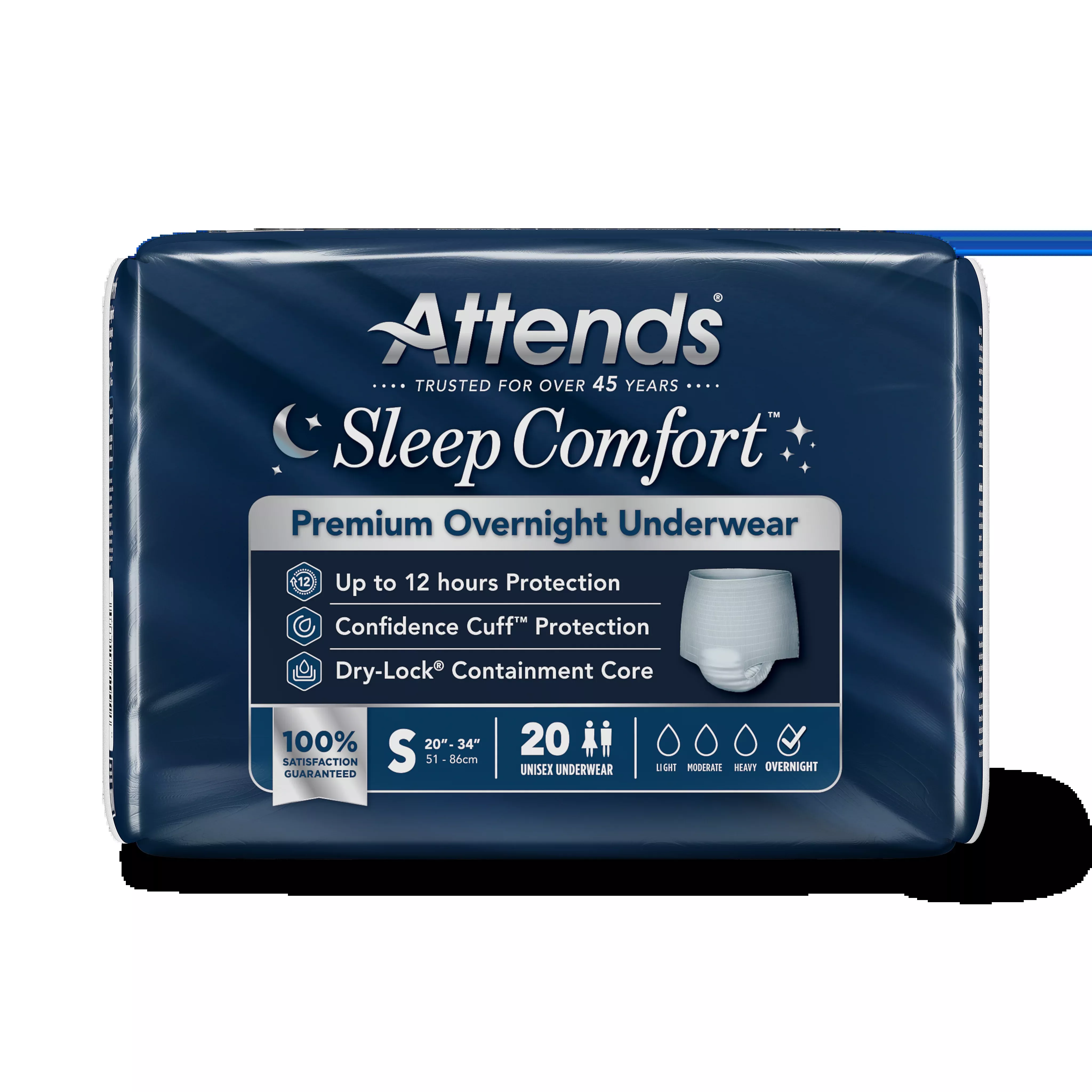 Attends Sleep Comfort™ Premium Overnight Underwear, Small- Package of 20