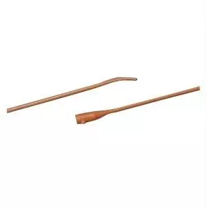 Bardia Coude Red Rubber Urethral Catheter 18 Fr, 16"- Each of 1