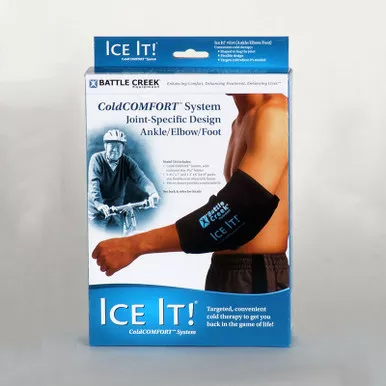 Battle Creek 514 - Cold Pack with Wrap Ice It! MaxCOMFORT™ System Ankle / Elbow / Foot / Wrist 10-1/2 X 13 Inch Fabric / Foam / Vinyl / Gel Reusable