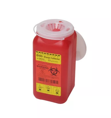 BD 305557 - Sharps Container BD™ Red Base 7-1/2 H X 3-3/5 W X 3-3/5 D Inch Vertical Entry 0.35 Gallon