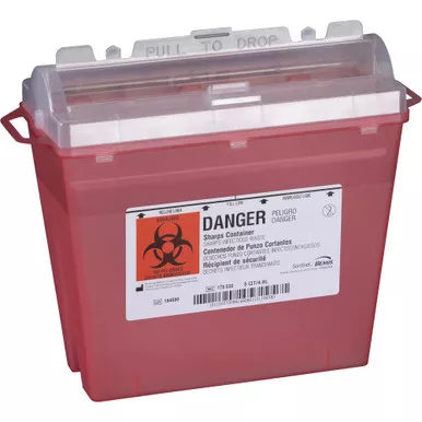Bemis Healthcare 175 030 - Sharps Container Bemis™ Sentinel Translucent Red Base 10 H X 5-1/4 W X 11 D Inch Horizontal Entry 1.25 Gallon