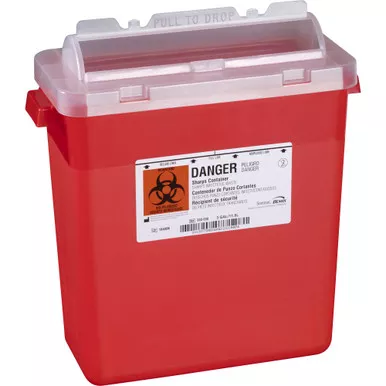 Bemis Healthcare 333 030 - Sharps Container Bemis™ Sentinel Translucent Red Base 15 H X 13-7/8 L X 6-7/8 W Inch Horizontal Entry 3 Gallon