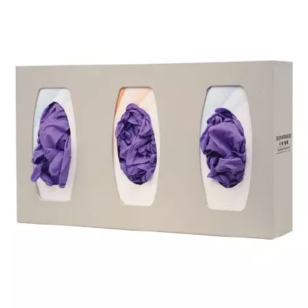 Bowman Manufacturing Glove Box Holder Horizontal or Vertical Mounted 3-Box Capacity White 3.75 X 8.16 X 16.32 Inch Coated Wire - Each - GL033-0613-EA