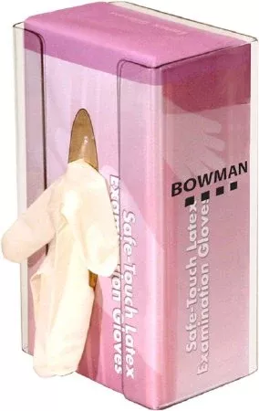 Bowman Manufacturing Glove Box Holder Single with Flexible Springs Horizontal or Vertical Mounted 1-Box Capacity Clear 3-3/4 X 5-1/2 X 10 Inch Plastic - Each - GP-013-EA