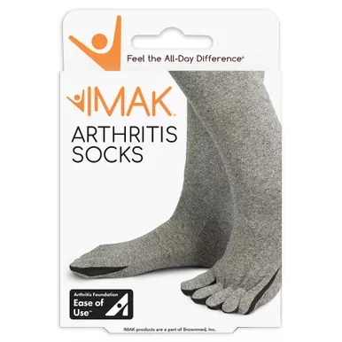 Brownmed A20190 - Arthritis Socks IMAK Compression Calf High Small Gray Closed Toe