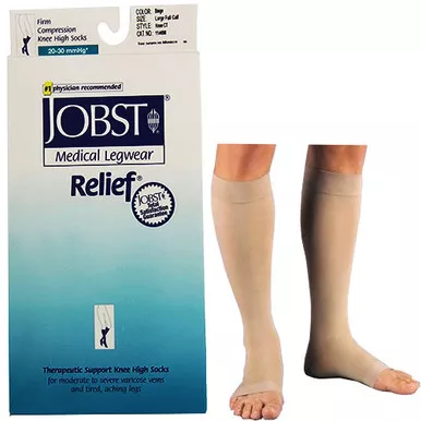 BSN 114748 - Relief Knee-High with Silicone Band, 20-30, Medium, Open, Beige