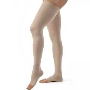 BSN 115548 - Opaque Thigh High, 30-40, Open Toe, Sml, Beige