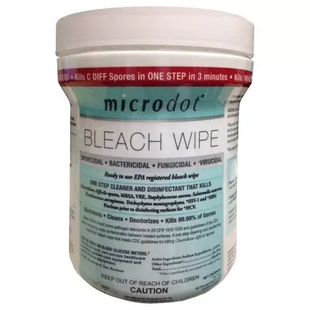 Cambridge Sensors USA microdot Surface Disinfectant Premoistened Manual Pull Wipe 160 Count Canister Bleach Scent NonSterile - CN/160 - 600-12-CN