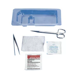 Cardinal Health 4650 - Suture Removal Tray with Plastic Forceps and Scissors
